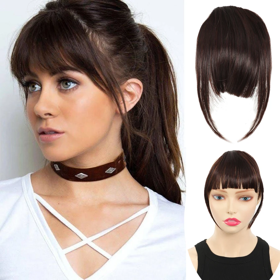 synthetic short bangs with temple Natural Forehead Ins Hair Fake Fringes Air Bangs Wig Female Piece Real Comic Flush Bangs