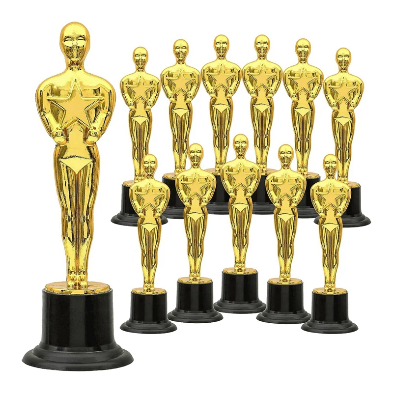 12 Pack Plastic Gold Award Trophies For Party Decorations, Party Favors, Movie Night Party Favor, School Award Durable