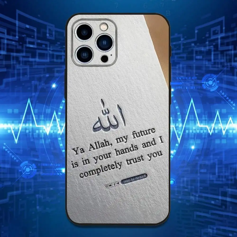 Casing Ponsel Kutipan Al-Quran Arab Untuk iPhone 17,16,15,14,13,12,11 Plus,Pro Max,XS,X,XR,SE,Mini,8,7, Penutup Silikon Lembut Hitam