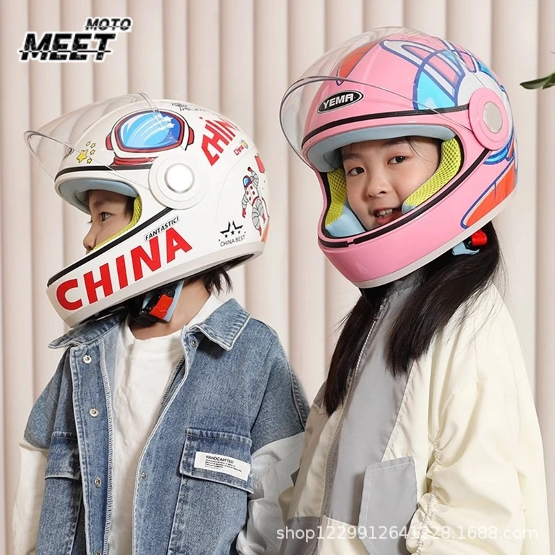 

YEMA Kids Helmet Girls Boys Winter Winter Warm Electric Motorcycle Full Helmet capacete de motocicleta