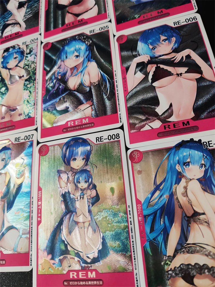 9Pcs/set Re:life In A Different World From Zero Rem Signature Collect Trading Flash Card Anime Gift Cartoon