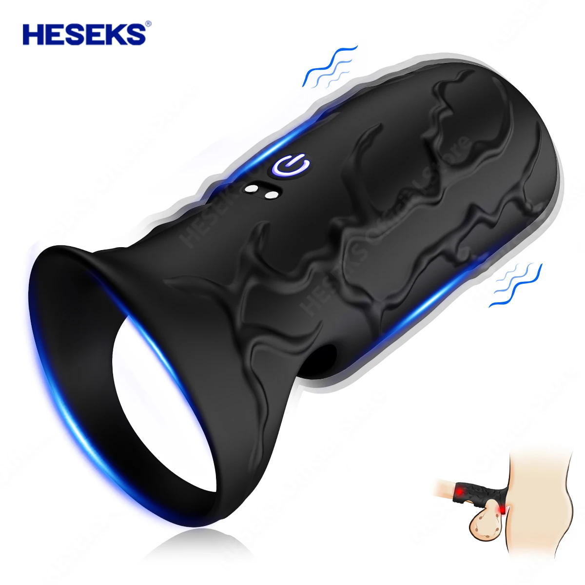 HESEKS Penis Ring Vibrator Cock Delay Trainer Testicles G Spot Stimulation Extender for Penis Adult Sex Toys for Men Couple 18+