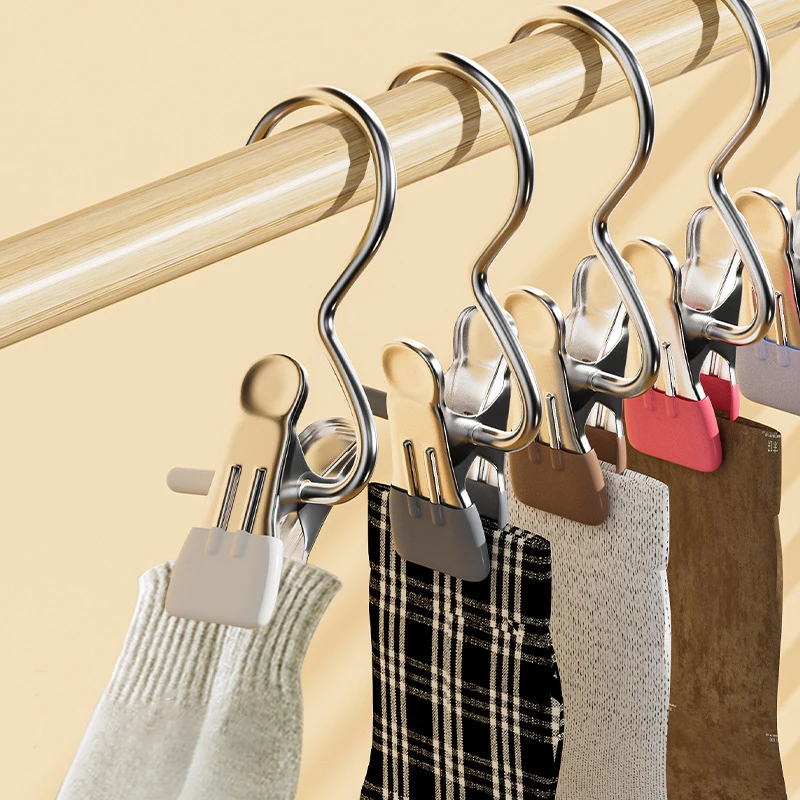 10Pcs Clip Stainless Steel Clothing Multi-Purpose Boot Organizer Clothes Pins Laundry Hooks Home Storage For Towels