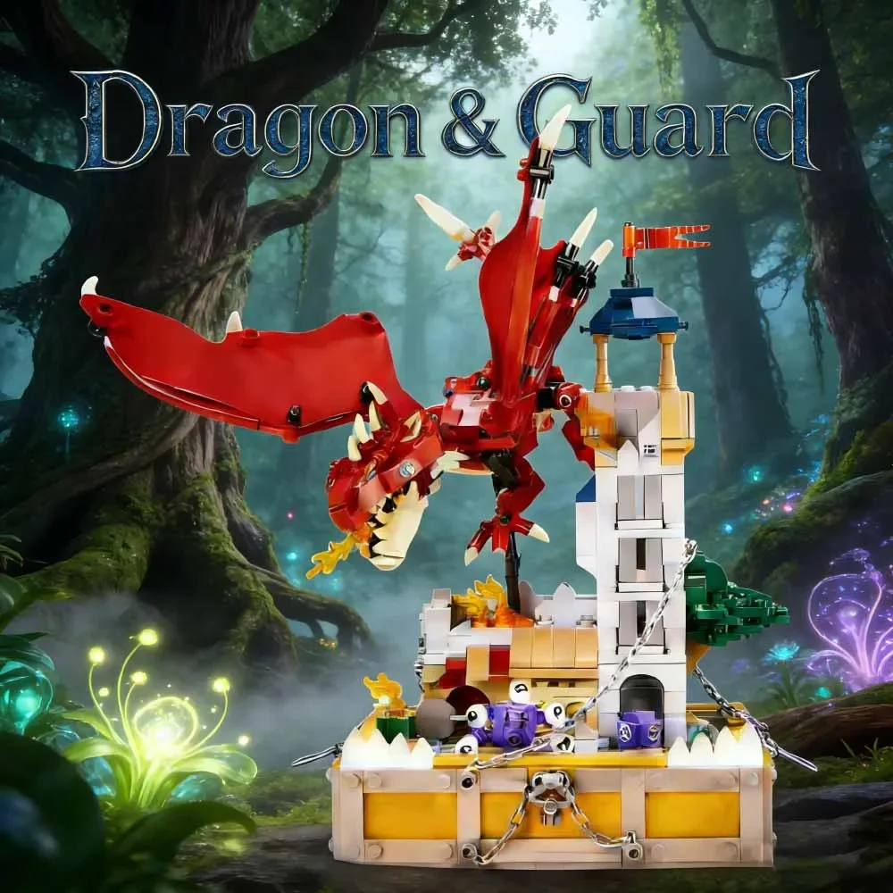 

927PCS Ideas Moc Dragon Guard Battle of The Witch Tower Anime Model Building Blocks Toys Kids Christmas Gifts Puzzle
