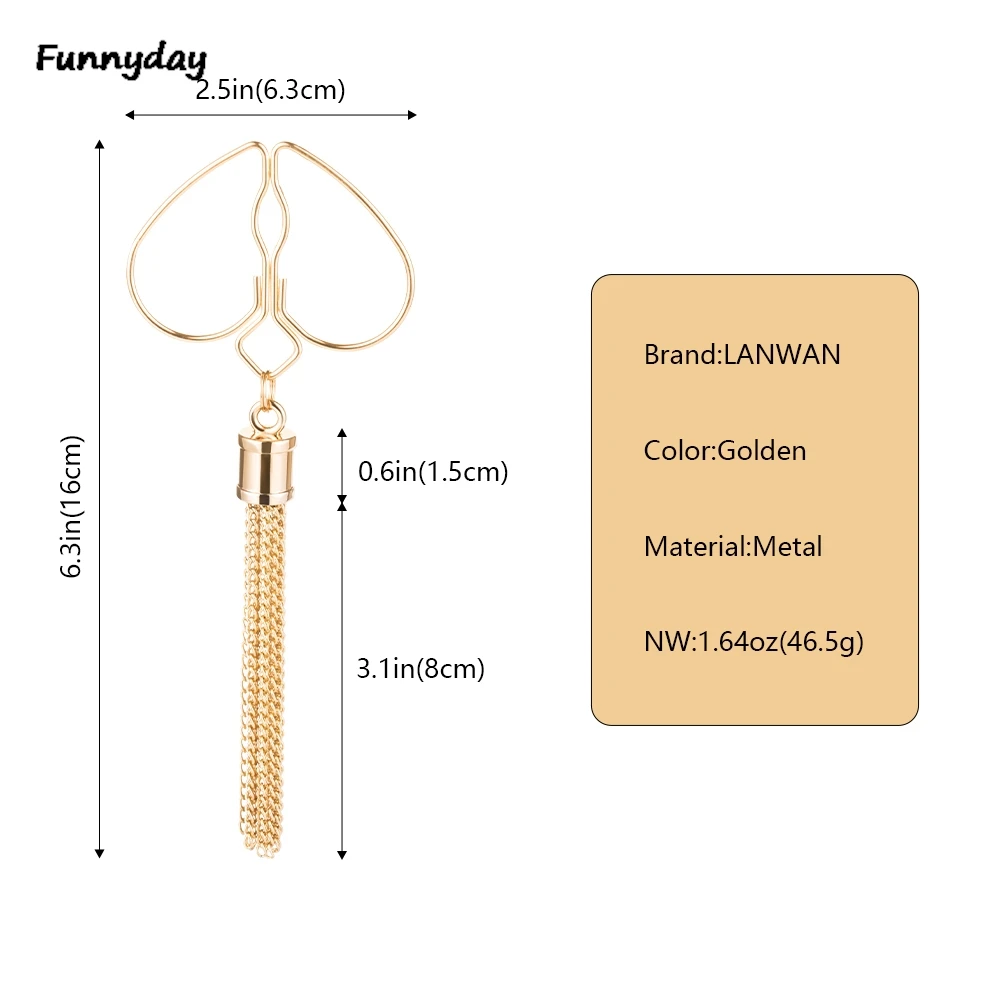 الذهبي القلب الخوخ على شكل مقاطع الحلمة المعدنية مع شرابات الزخرفية كما غير ثقب مجوهرات للجسم للإناث اللعوب الجنس لعب