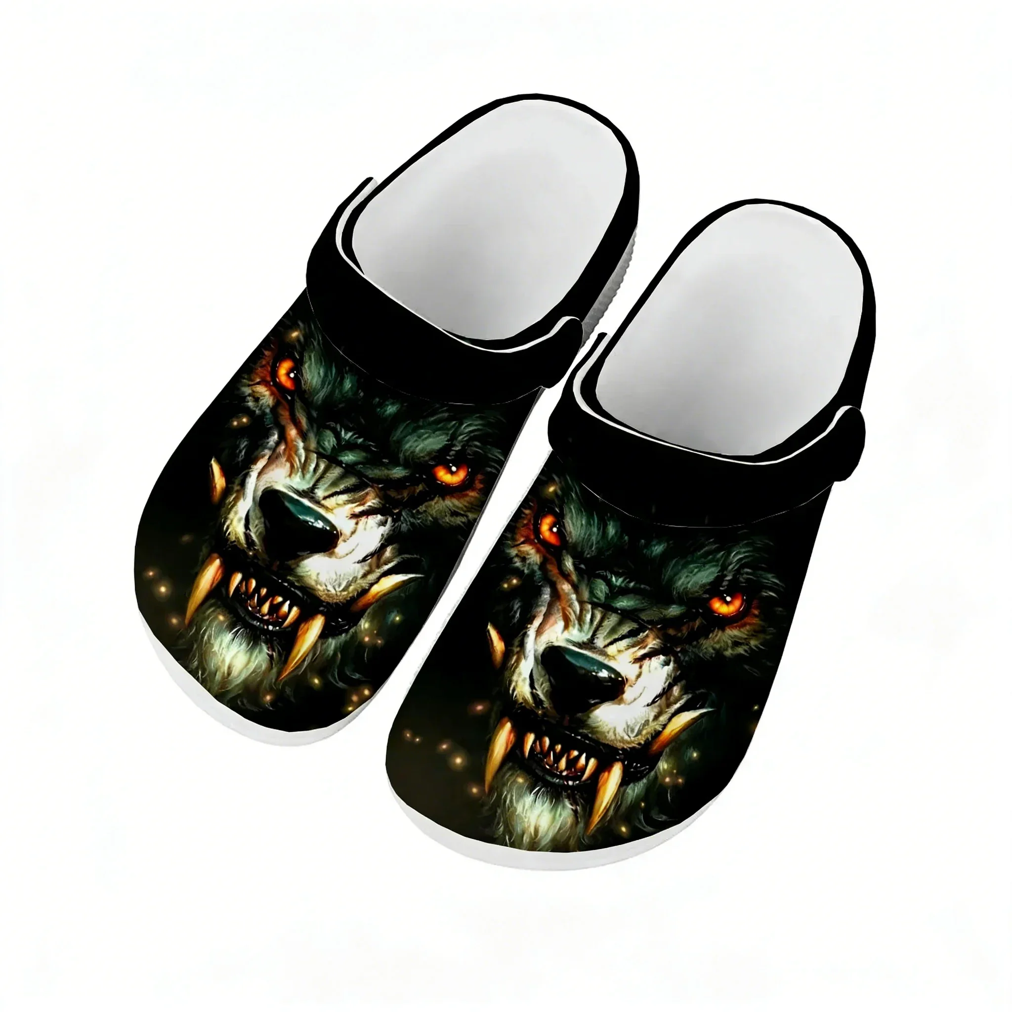 

Wolf Water Shoes Men Women Teenager Comfortable Home Garden Clogs Custom Sandals Beach Breathable Hole Slippers