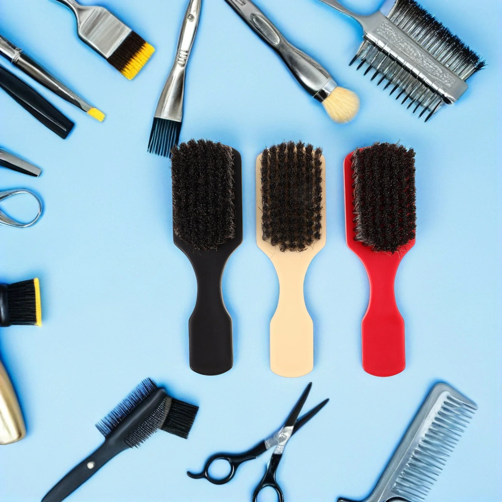 

3Pcs Professional Barber Beard Brush Soft Horse Hair Ergonomic Arc Design Facial Hair Grooming Shaving Tool Mens Beard Brush