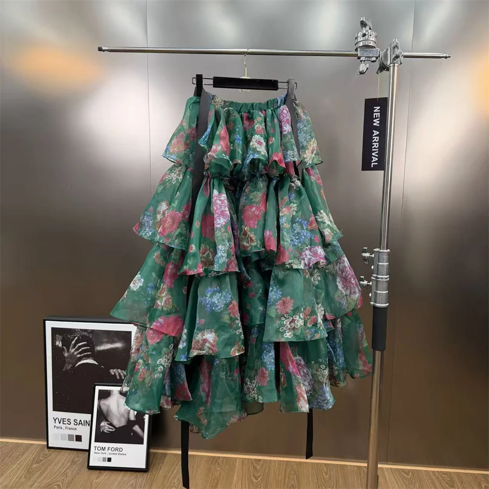 قميص قصير نسائي صيفي 2026 + تنورة طقم مكون من قطعتين، طباعة الأورجانزا، مشد، أنيق، مثير، فستان، Y2K طقم حفلات عصري جديد #4