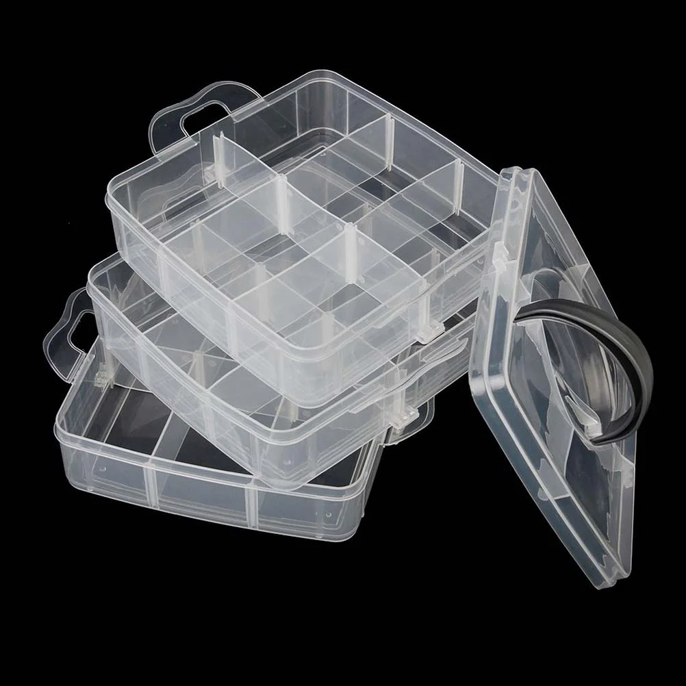 3 -Layer Adjustable Compartment Slot Jewelry Boxes Container Organizer Toys Bead