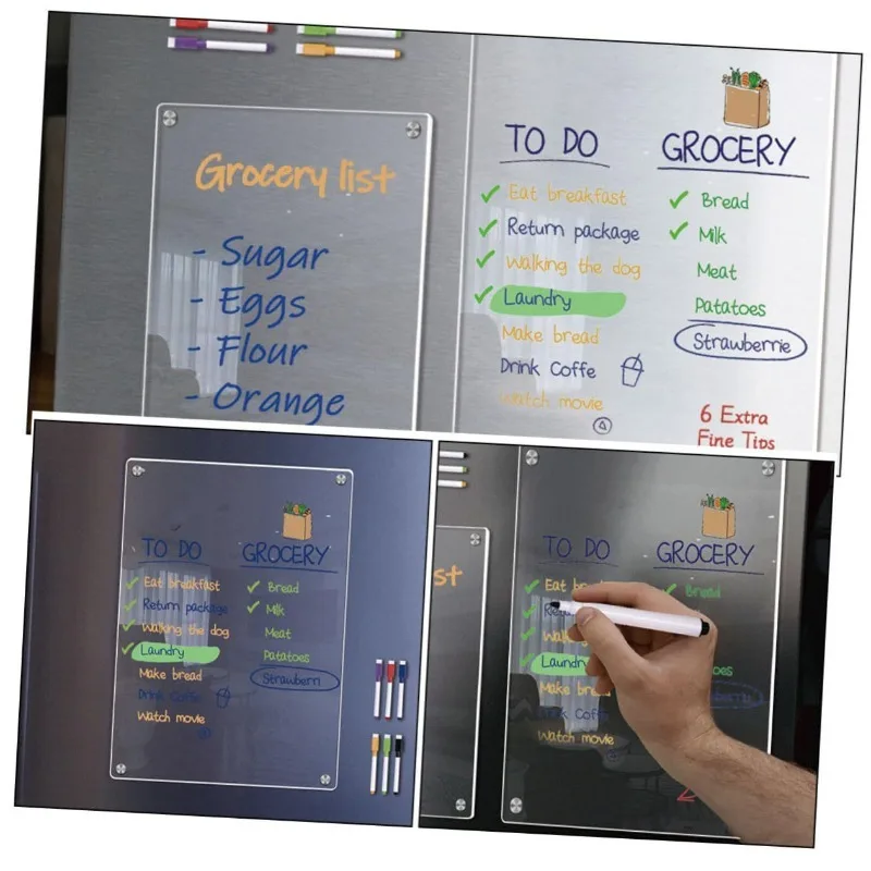 Magnetic Acrylic Refrigerator Sticker Practical Writing Pad Message Board Weekly Plan Monthly Plan Notes Can Be Erased