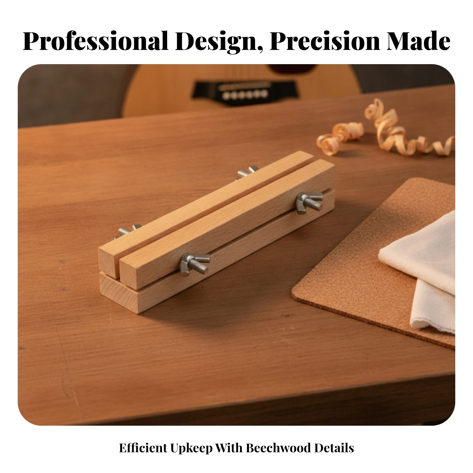 Guitar Nut Sanding Tool Wooden Guitar Nut Sander Instrument Accessory Metal Screws Rectangular view 4