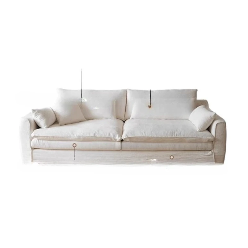 Wabi Stillwind Embrace Sofa Linen Fabric Living Room Small Unit Detachable French Cream Wind Straight Row Cotton