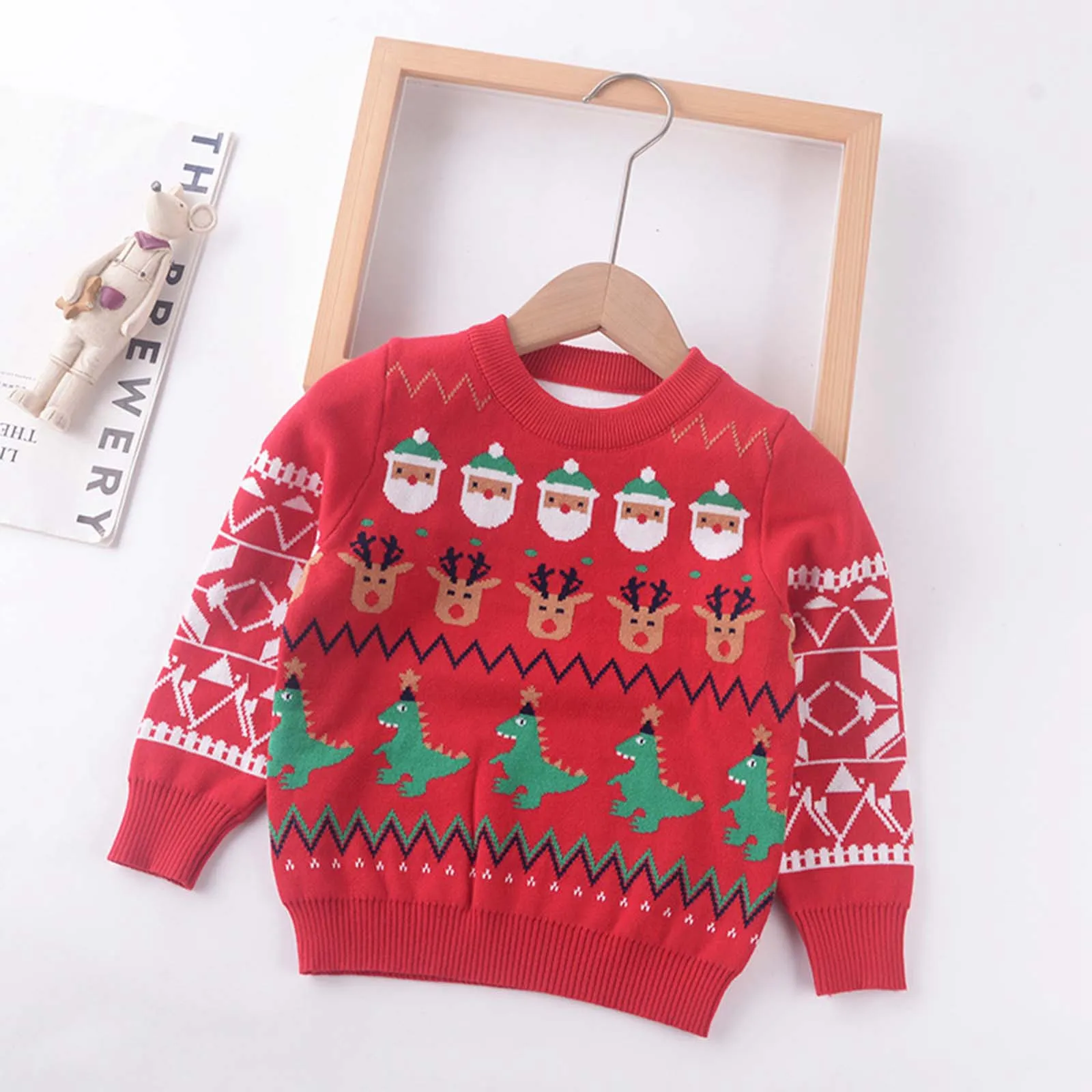 New Christmas Kids Classic Sweater Casual Baby Warm Elk Santa Claus Printed Knitted Kids Sweater Boys Girls Xmas Tree Pullovers