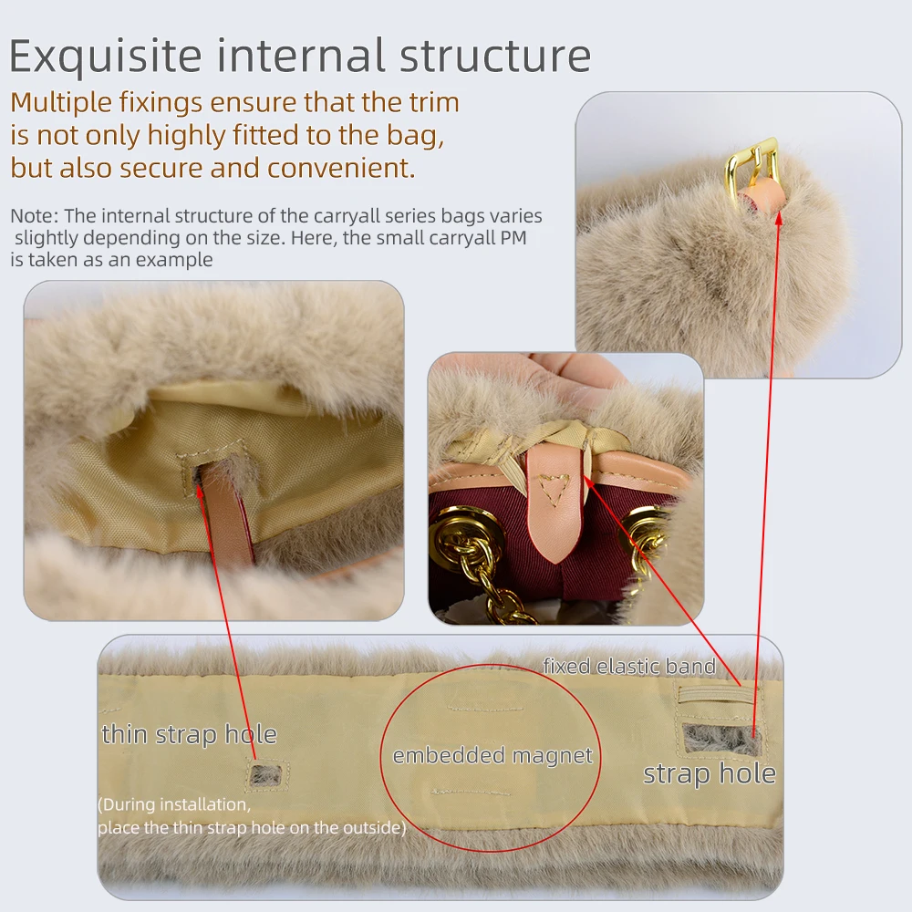 For CARRYALL BB bag Plush Trim fit CarryALL PM MM bags edge cover Sleek Furry Decoration Warm Collar  DIY Ornament  Accessories