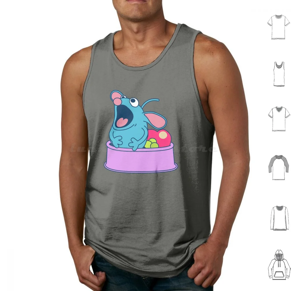 Tutter In A Bowl Camisetas sin mangas Estampado Algodón Tutter Bear In The Big Blue House Big Blue House Tutter Meme Blue Mouse