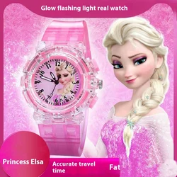 Disney Children's Fashion Luminous Watch Doll Toy Sofia Princess Elsa Colorful Sparkling Children's Watch Girl Gift