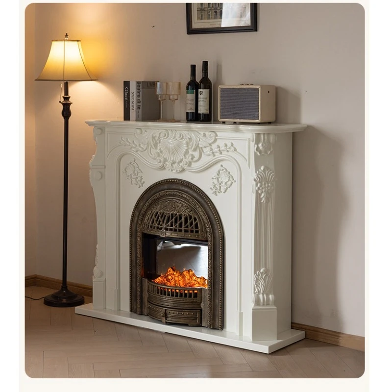 For Retro All-solid Wood Fireplace Cabinet, Simulated Fire Fireplace Decorative Cabinet, Integrated Wall Cabinet