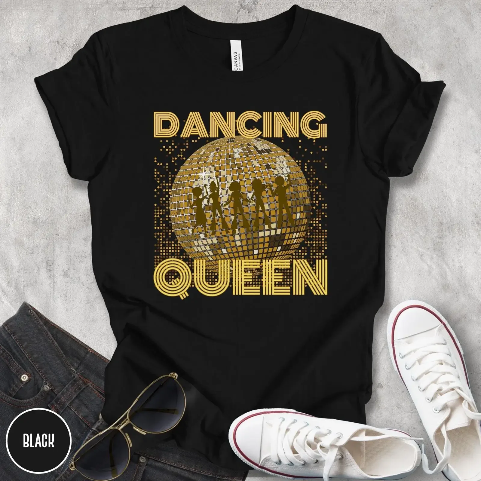Dancing Queen T shirt 70s Disco Style Vintage Retro vintage Washed Versatile Slightly Casual Comfortable graphic