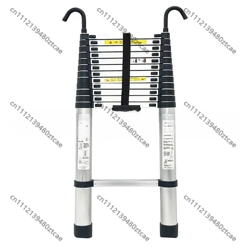 Aluminum Alloy Telescopic Ladder, 2M/2.2M/2.6M Portable Folding Single Ladder with Lifting Hook for Indoor Outdoor Household Use