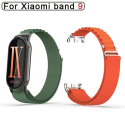 Nylon Breathable Strap for Xiaomi Mi Band 8 9 Wristband Bracelet Metal Head Particles for Mi Band 9 Watchband Accessories