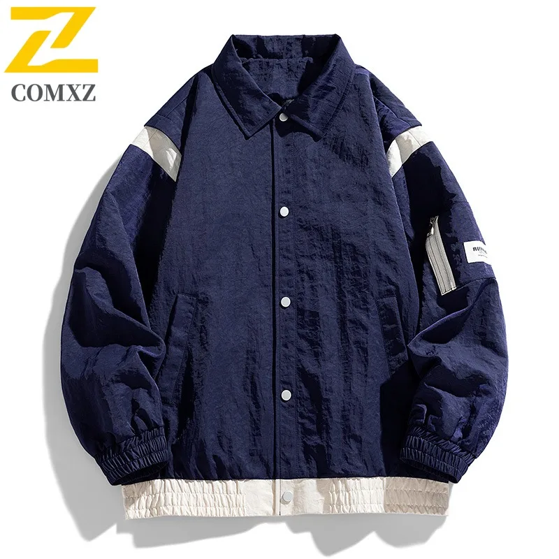 

COMXZ Premium Men Jacket American Style Fashion Comfort Motorcycle Jacket Premium Travel Windproof Lightweight Autumn Clothing