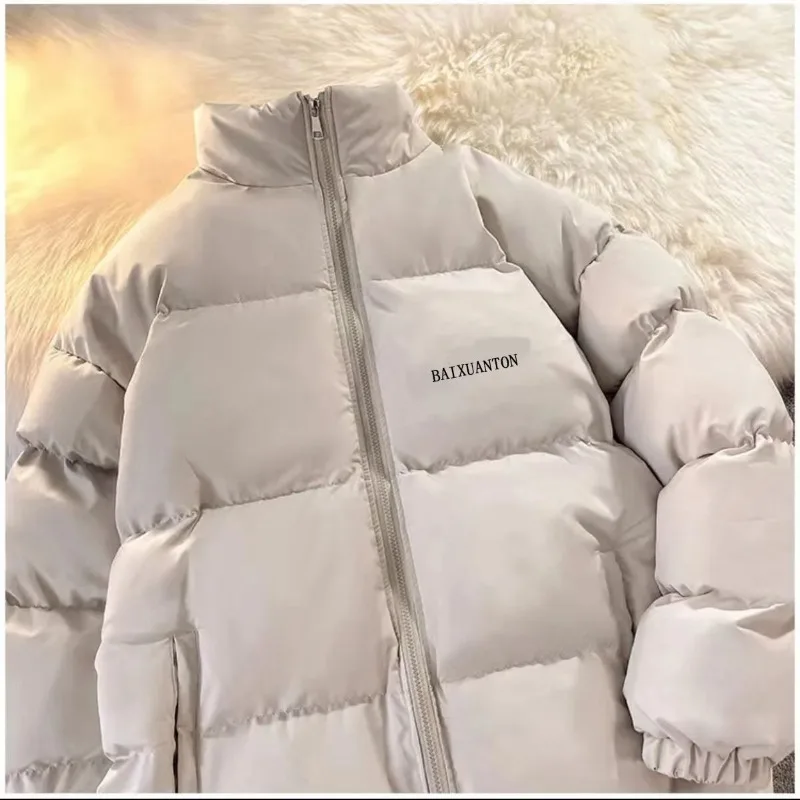 Winter Men Clothing Thick Warm Puffer Jacket Parka Casual Loose Stand Collar Zipper Cotton-padded Jacket Coat Streetwear