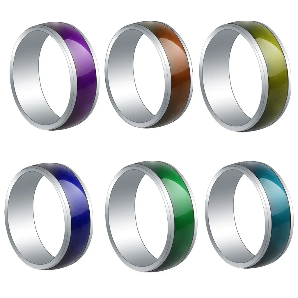 

8mm Mood Rings Stainless Steel Ring Titanium Steel Ring for Men Women Temperature Control Color Change Wedding Vintage Jewelry