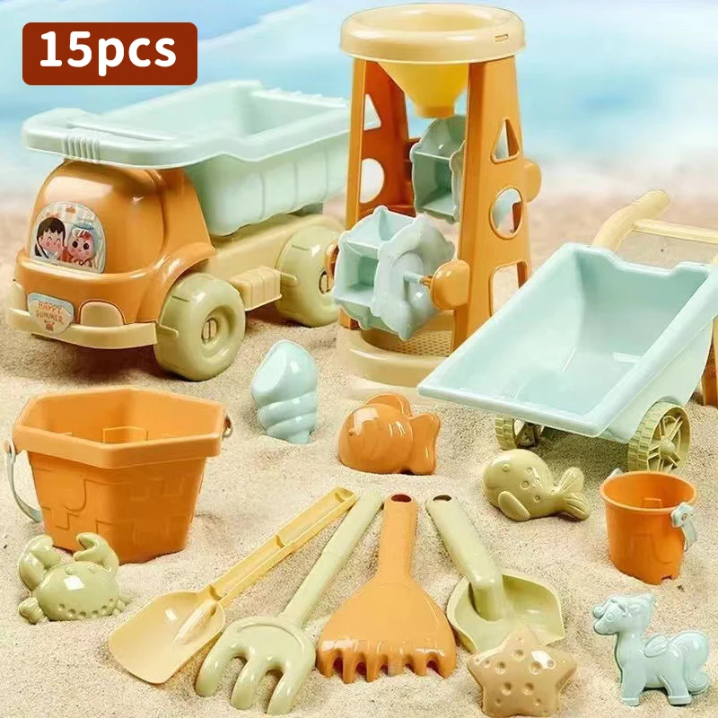 

Kids Beach Play Tool Set Sand Digging and Water Toy, Beach Bucket, Hourglass, Shovel, Random Colors Summer Outdoor Toys for Kids