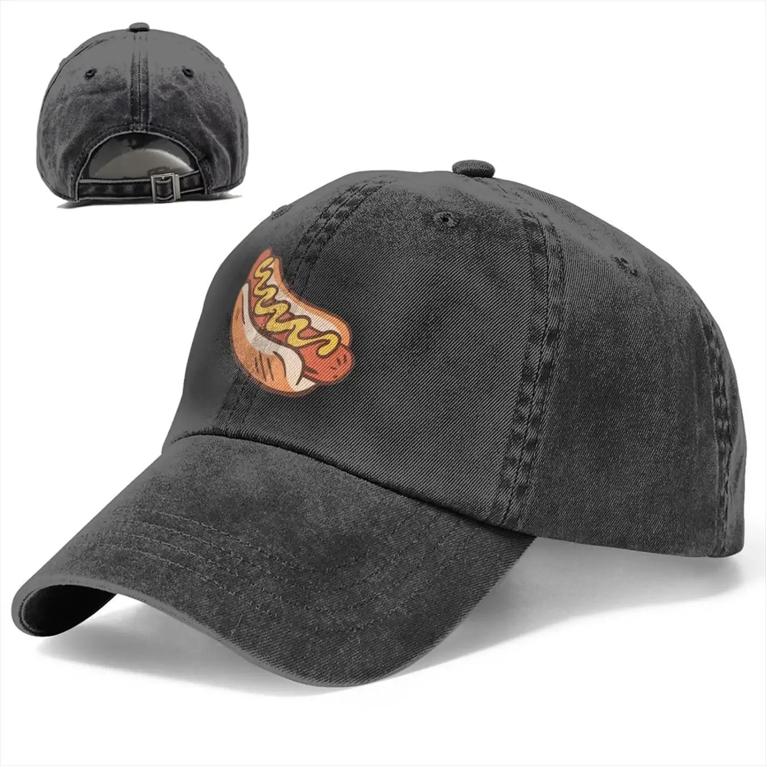 Hot Dog Burger Chips Snack Food Denim Cap Golf Dad Hat Adjustable Classic Cotton Hat Men Cap for Women Outdoor Hiking