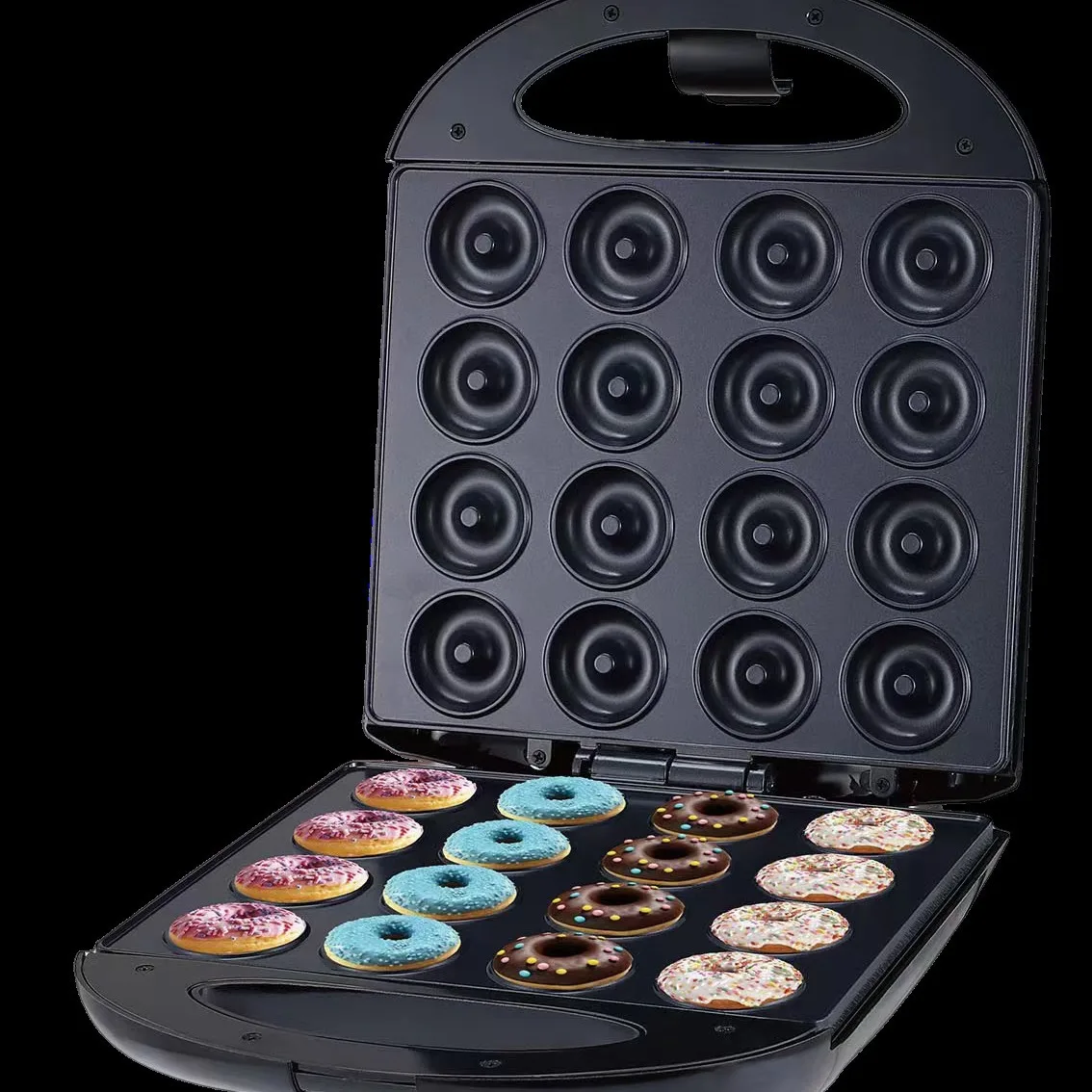 

220 volt new double-sided donut machine 16-hole cake dessert snack bread sandwich machine, non-stick coating material