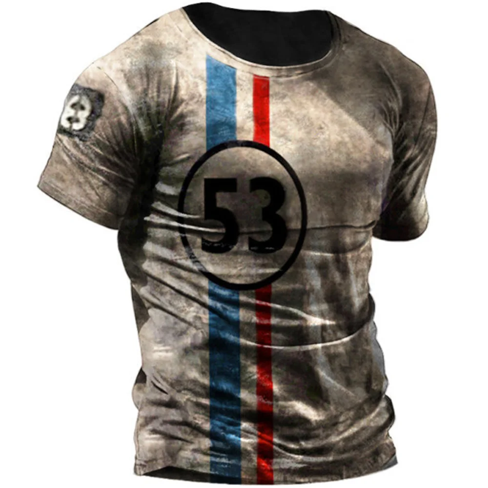 Vintage T Shirts for Men 3D Print American Tops Short Sleeve Hip Hop O-Neck Cotton T-Shirts Men