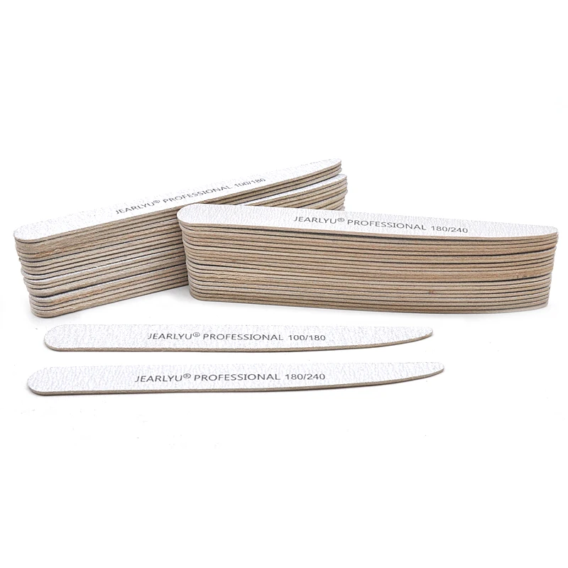 10pcs Professional Wood Nail Files 100/180/240Grit Double Sides Gentle Buffer Washable Salon Level Natural Manicure Stick Tools