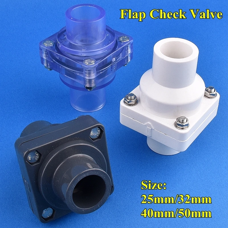 25~50mm UPVC Flap Check Valve Garden Irrigation Aquarium Fish Tank One-Way Valve Home Drainage Pipe Anti Backflow Check Valve