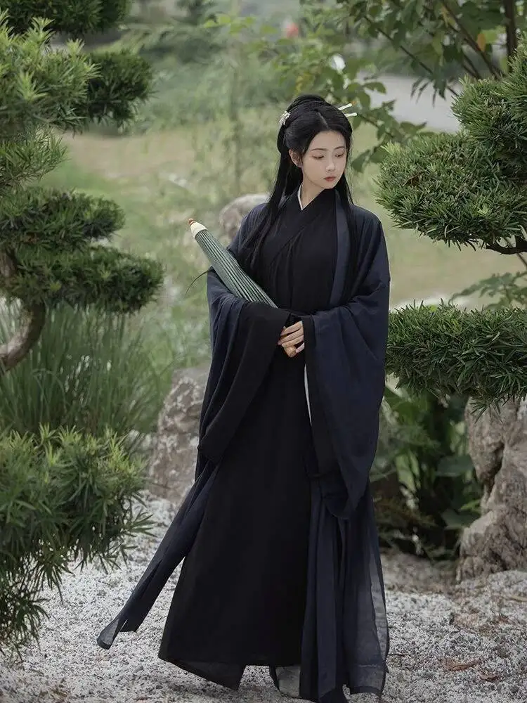 Hanfu vestido feminino antigo chinês tradicional hanfu conjunto feminino cosplay traje verão hanfu jaqueta preta com vestido branco conjuntos