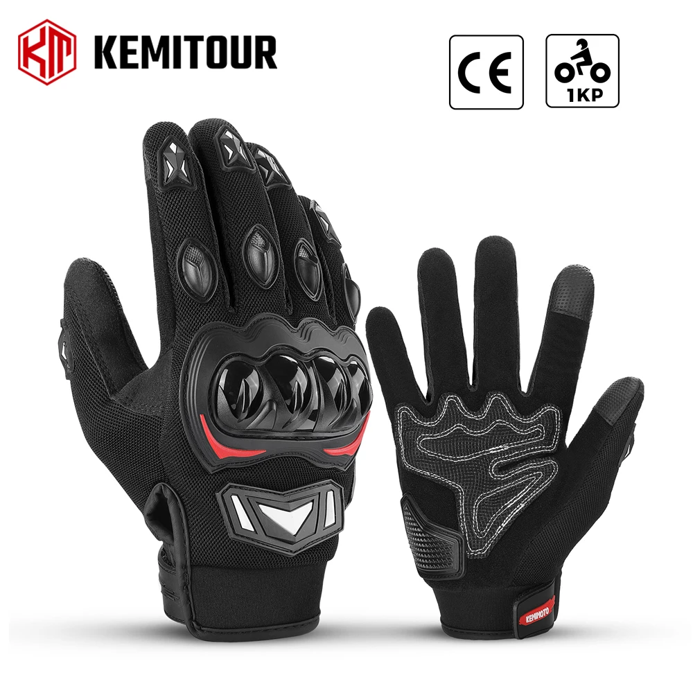 KEMITOUR Motorcycle Gloves Spring Summer Breathable Cycling Mountain Bike Guantes Motocross Touch Screen Moto Gloves Men Women