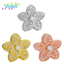 Juya DIY Copper Spacer Beads Supplies For Natural Stone Perles Jewelry Making Handmade Small Hole Flower Charm Beads Wholesale