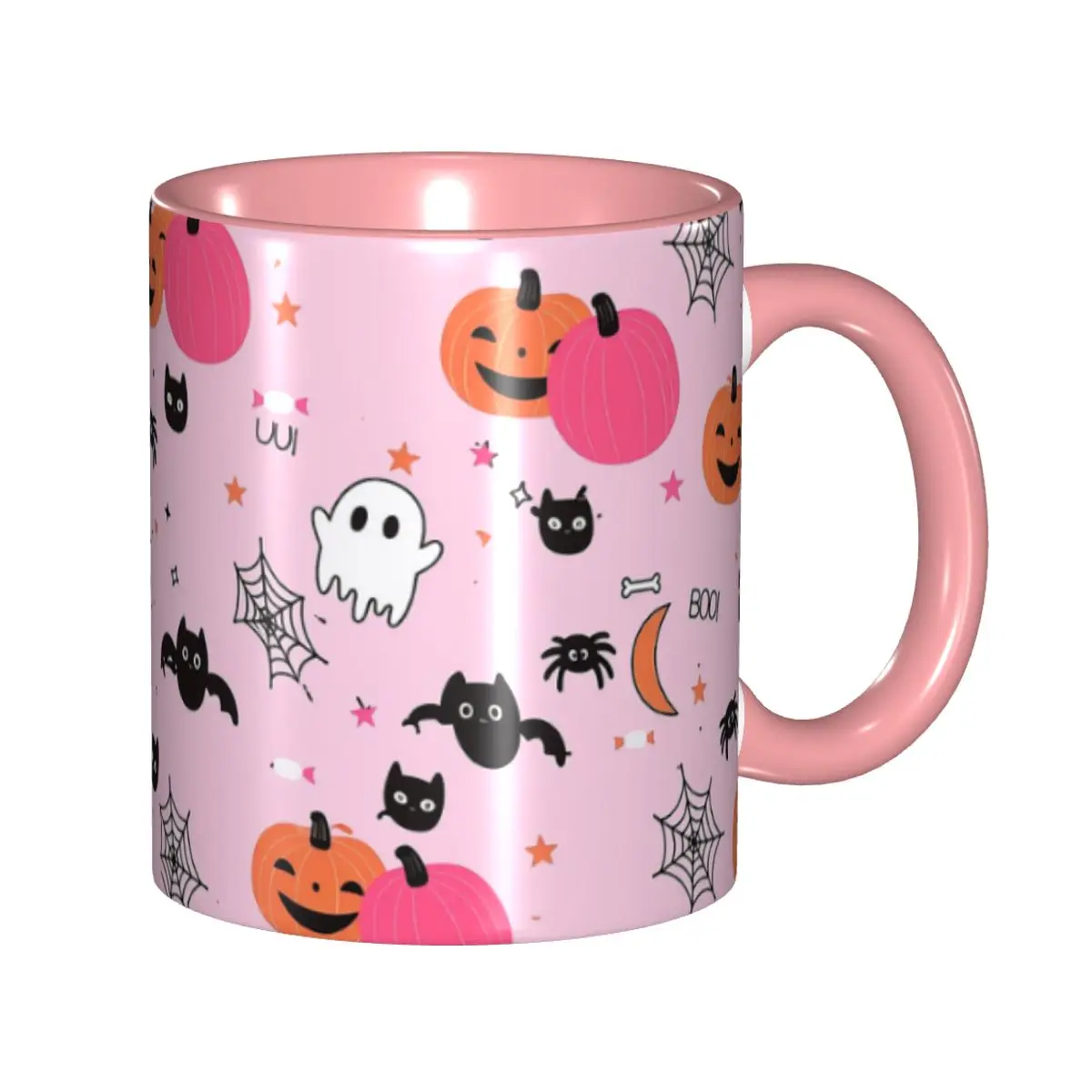 Pink Spooky Ghosts Halloween Gift Mugs for Kids Adult Fun Tea Cup Christmas Present for Home