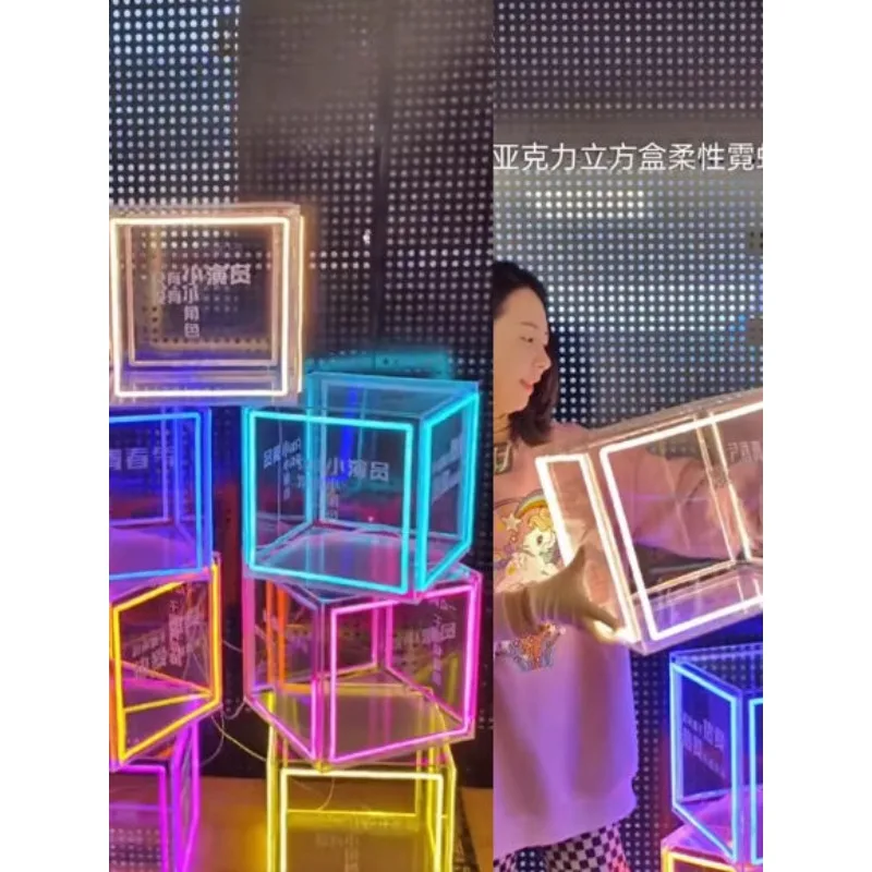 Store Activities Promotions Stacking Box Square Acrylic Neon Light