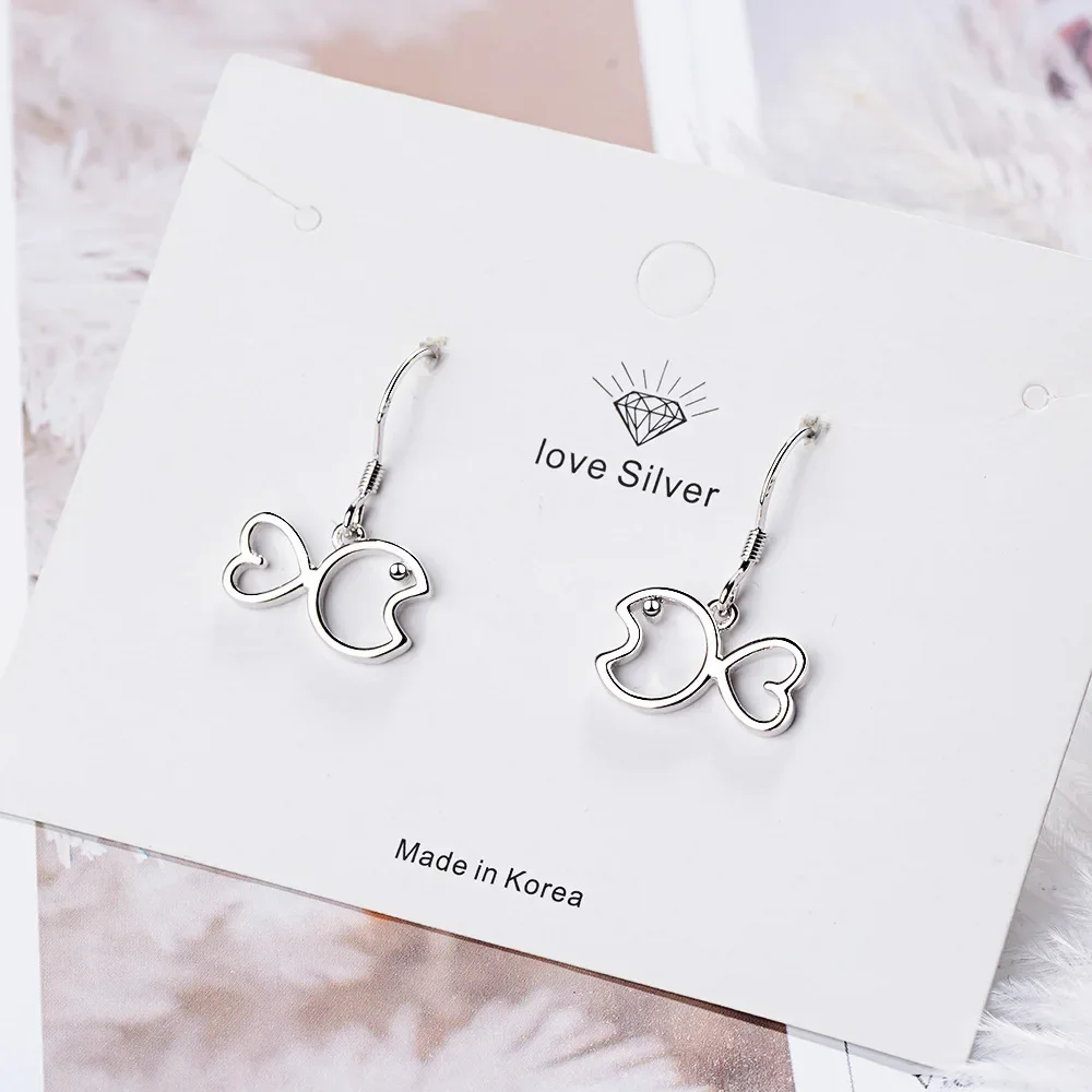 Korean 925 Sterling Silver hollow fish drop dangle Earrings For Women 2022 Wedding Party Jewelry Gift Female Pendientes