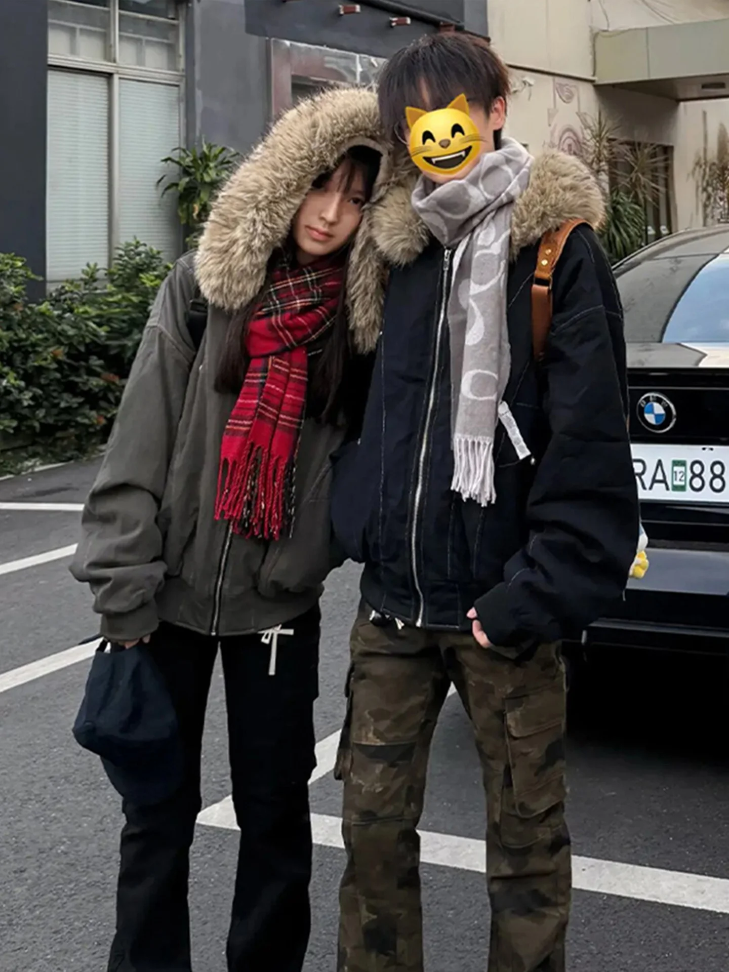 

Thiened Winter Cotton Jaet Men's ort Sle Warmth Hooded Coat American Sle Workwear Biker Coat Youth Casual Wear