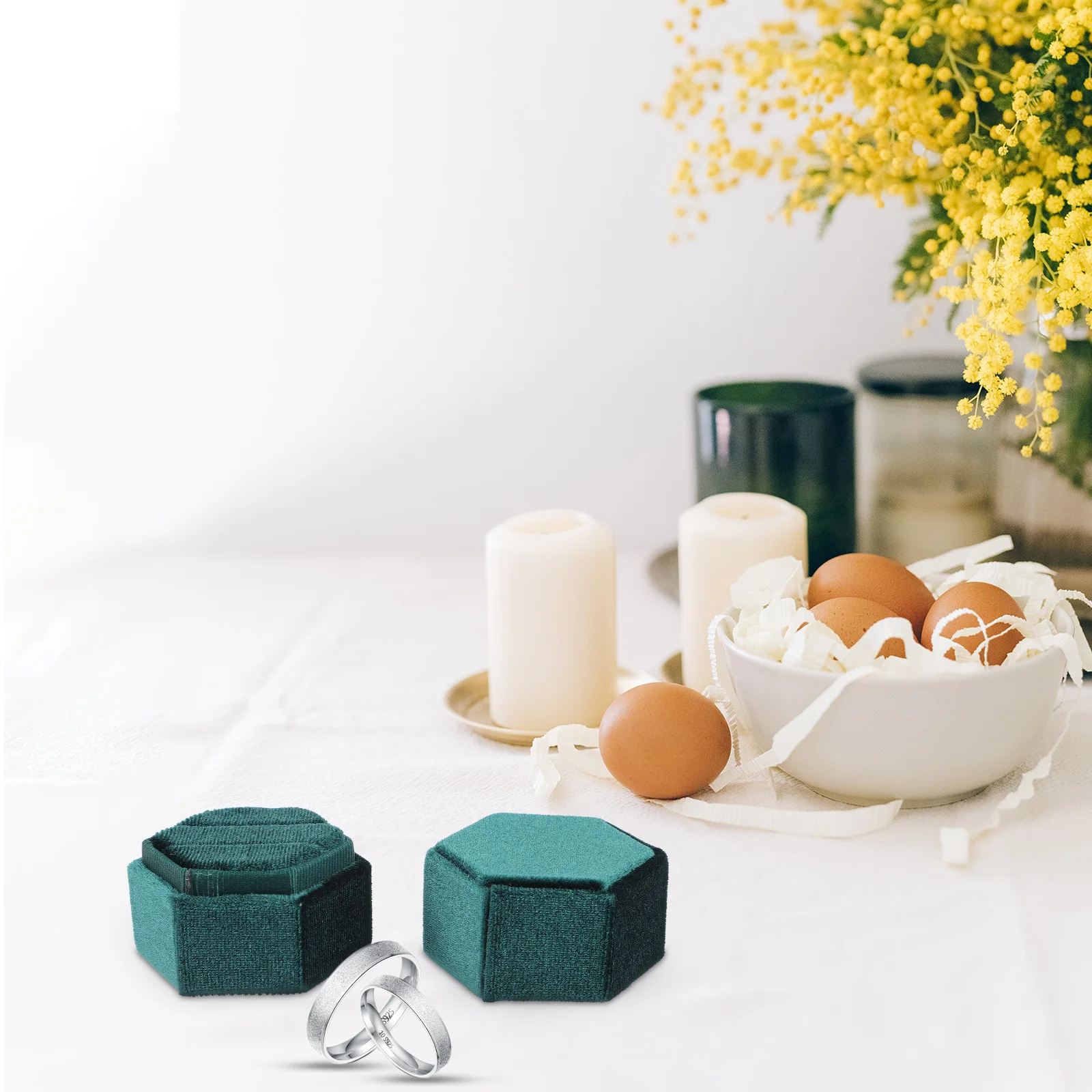 

Фланелевая шкатулка для драгоценностей в форме сердца Коробки для колец невесты для пластикового держателя для помолвки