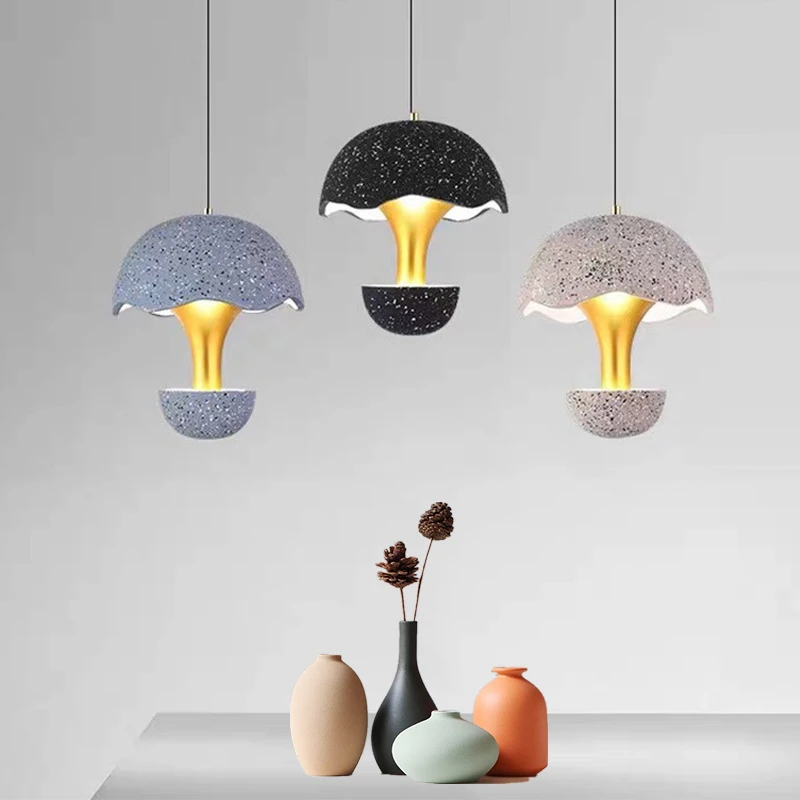 

Modern Mushroom Pendant Light for Porch Restaurant Cafe Bar Cement Hanging Lamp Industrial Lighting Decoration LED Chandeliers