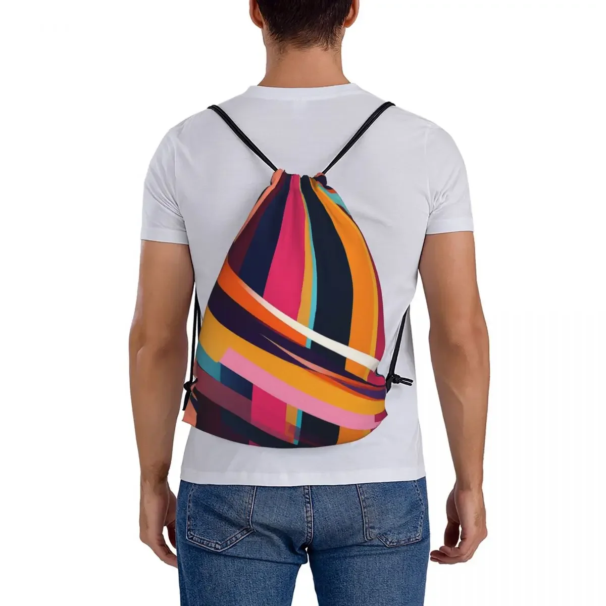 Sacos de cordão portáteis casuais, cor das mochilas dos anos 80, bolso, bolsa esportiva, bolsa para homens e mulheres, escola