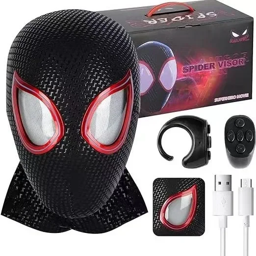 Hot Tobey Mask 1:1 Sale Marvel 3d Spider-Man Venom Helmet Lights with Mask Miles Morales Helmet Lights With Mask Christmas Gift