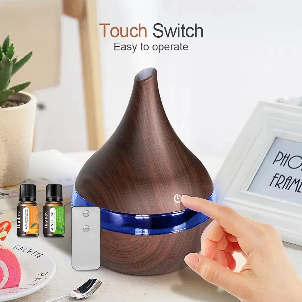 

‌ Диффузор для ароматерапии премиум-класса на 300 мл с дистанционным управлением — ультразвуковой увлажнитель воздуха со светодиодной подсветкой 7 цветов для спальни (ультра тихая работа)