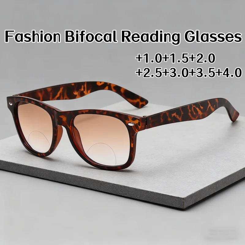 

Large Frame Men's Reading Glasses Trendy New Gradient Lenses Bifocal Glasses Women Blue Light Blocking Near and Far Eyewear
