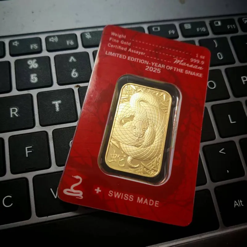 2025 ثعبان أونصة الذهب بار طبق الاصل Argor Heraeus الذهب السبائك القضبان طبعة محدودة النحاس مطلية بالذهب الحرف