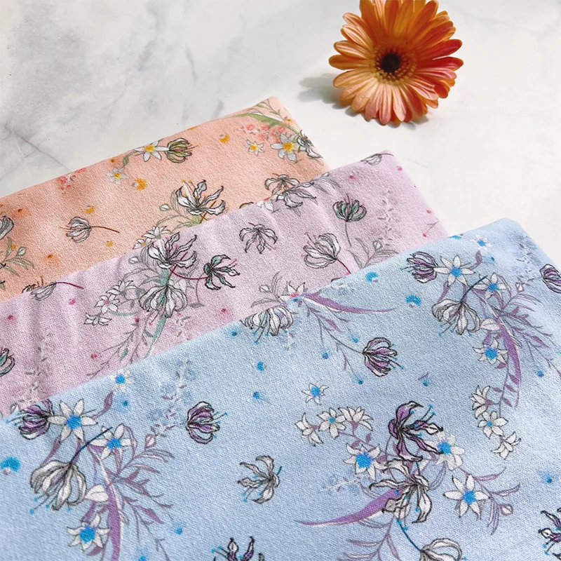 

1Meter Pastoral Brushing Floral Cotton Embroidered Fabric For Sewing Clothes Skirts DIY Handmade Material Fabrics