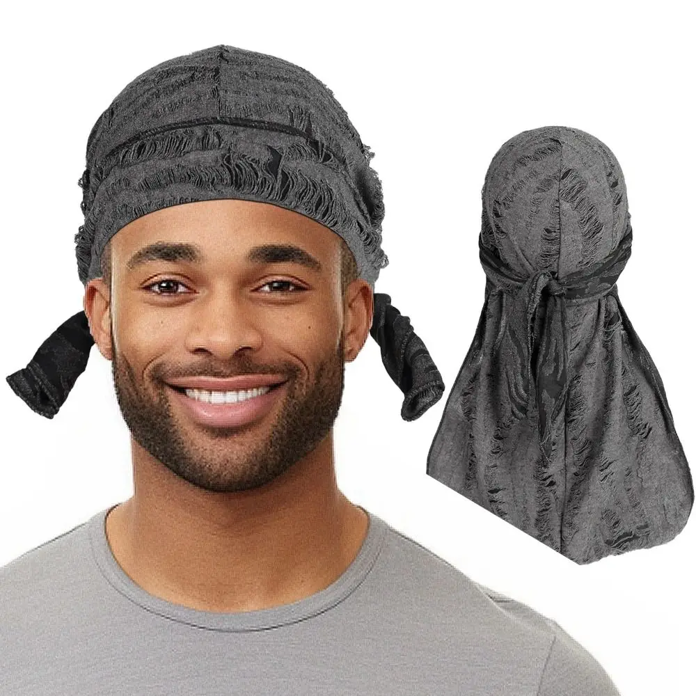 Cotton Hip Hop Bandana Headscarf Headband Breathable Long Tail Pirate Cap Strap Headband Hat Cycling Head Scarf Hole Bandana Cap