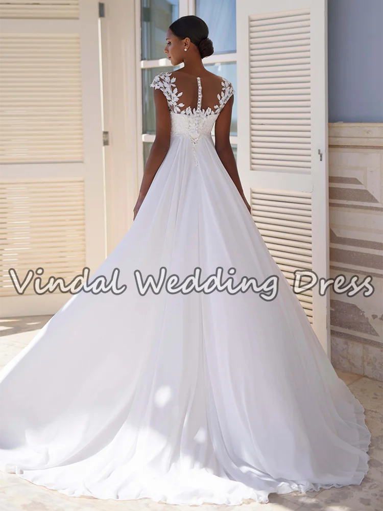 Vindal Boho robe de mariée pour les femmes enceintes mancherons en mousseline de soie a-ligne robe de mariée de maternité robe de fiançailles de plage personnalisée